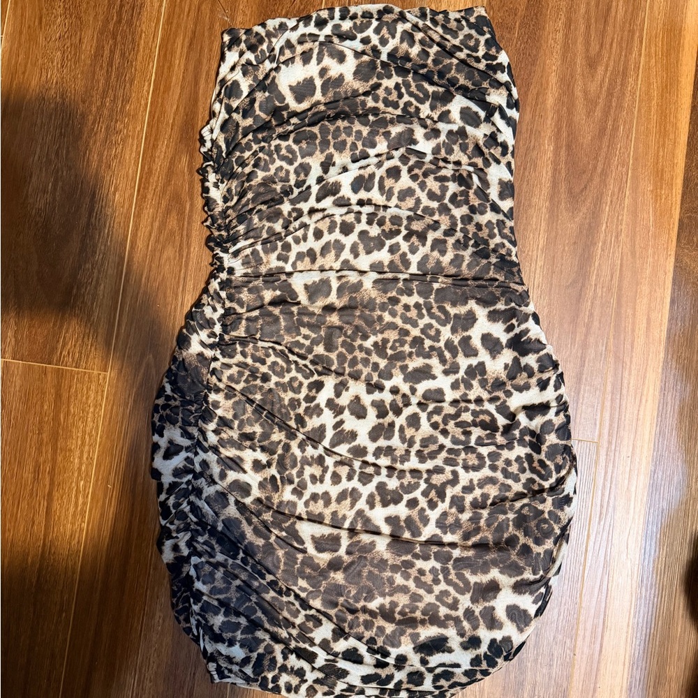 Leopard Print Ruched Dress
